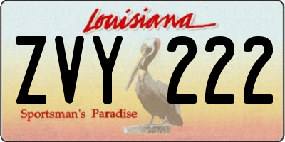 LA license plate ZVY222