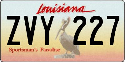 LA license plate ZVY227