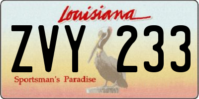LA license plate ZVY233