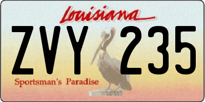 LA license plate ZVY235