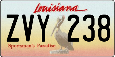 LA license plate ZVY238