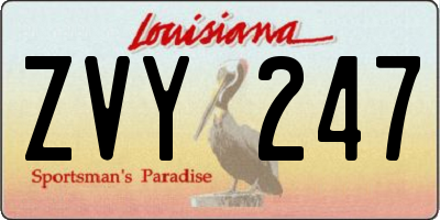 LA license plate ZVY247