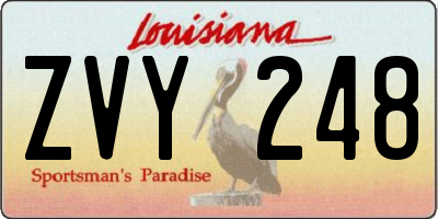 LA license plate ZVY248