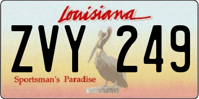 LA license plate ZVY249