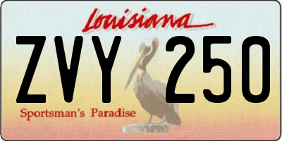 LA license plate ZVY250