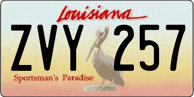 LA license plate ZVY257