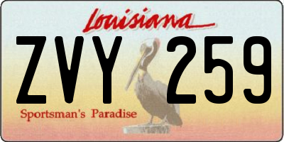 LA license plate ZVY259