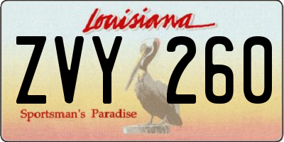 LA license plate ZVY260