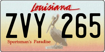 LA license plate ZVY265