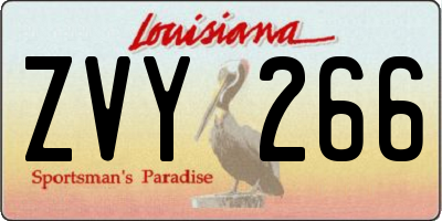 LA license plate ZVY266