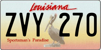 LA license plate ZVY270