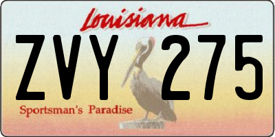 LA license plate ZVY275