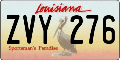 LA license plate ZVY276