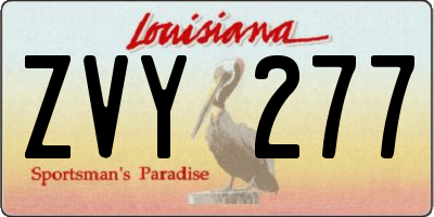 LA license plate ZVY277