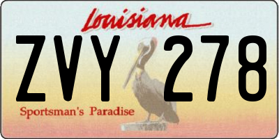 LA license plate ZVY278