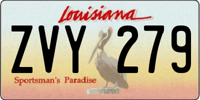 LA license plate ZVY279