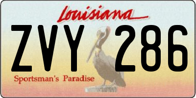 LA license plate ZVY286