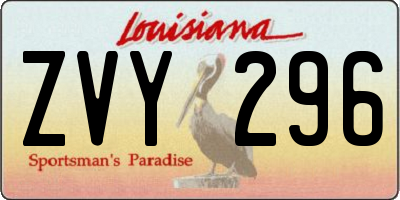 LA license plate ZVY296