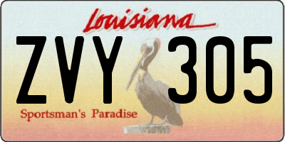 LA license plate ZVY305