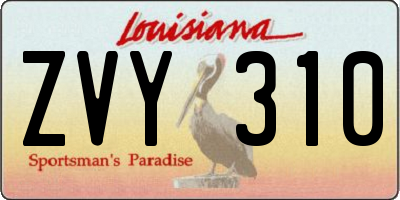 LA license plate ZVY310