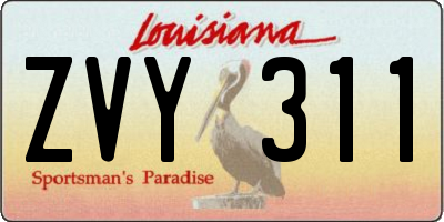 LA license plate ZVY311