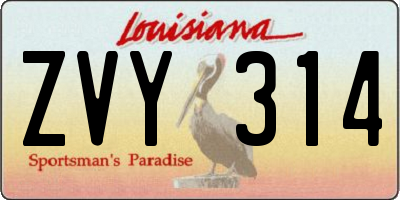 LA license plate ZVY314