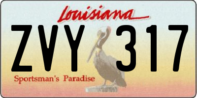 LA license plate ZVY317