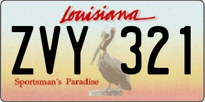 LA license plate ZVY321