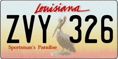 LA license plate ZVY326