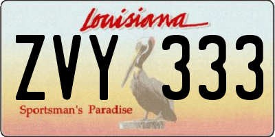 LA license plate ZVY333