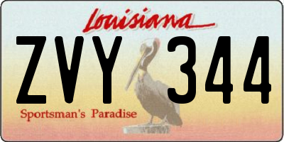 LA license plate ZVY344