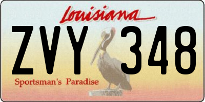 LA license plate ZVY348