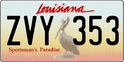 LA license plate ZVY353