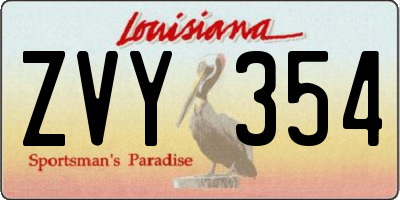 LA license plate ZVY354