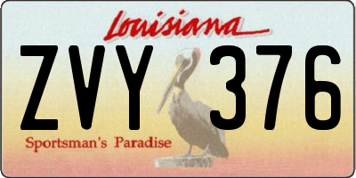 LA license plate ZVY376