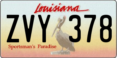 LA license plate ZVY378