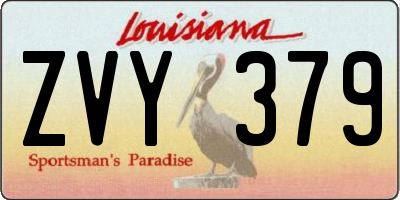 LA license plate ZVY379