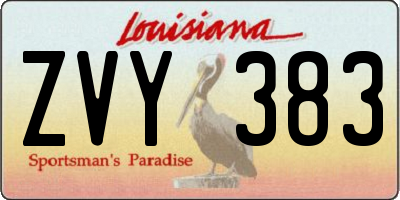 LA license plate ZVY383