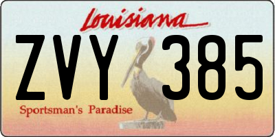LA license plate ZVY385