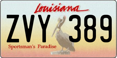 LA license plate ZVY389