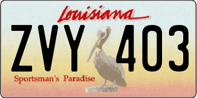 LA license plate ZVY403