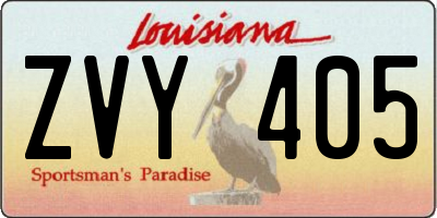 LA license plate ZVY405