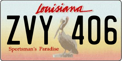 LA license plate ZVY406