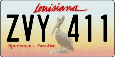 LA license plate ZVY411