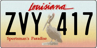 LA license plate ZVY417