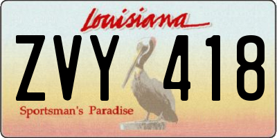 LA license plate ZVY418