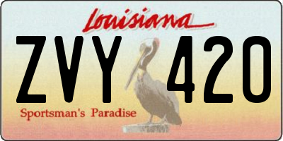 LA license plate ZVY420