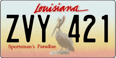 LA license plate ZVY421