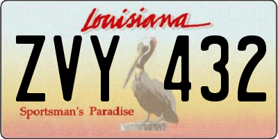 LA license plate ZVY432