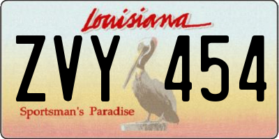 LA license plate ZVY454